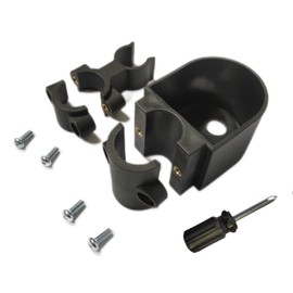 ComsenMed Cane Holder for Rollator or Walker 6 Piece Set, Extended Cane Holder - Walking Stick Holder,Universal Parts,Cane Clip,with Installation Tool,(1Ea Black)