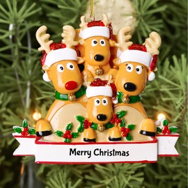 Bemaystar Christmas Ornaments 2024 - Gifts for Christmas, Family of 4 Deer Ornaments, Heartwarming Xmas Decorations for Your Tree