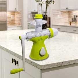 Juice Buddy 2 in 1 Manual Hand Crank, at Home Easy Clean, Ice Cream Maker and Juicer, with Suction Counter Mount