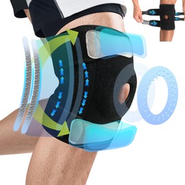 Winyoher Knee Brace Men Women Adjustable Bandage Knee with PMMA Side Stabilisers and Patella Pad Relieves Knee Pain Effective Meniscus Knee Support for Sports