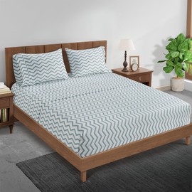 LANE LINEN 100% Cotton Pillowcovers, Pillow Cases Standard Size Set of 2, Fits Standard & Queen Pillows, Luxury 450 Thread Count Sateen Cotton Pillowcases, Soft & Breathable, Chevron - Cool Blue