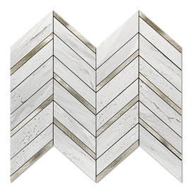 Art3d 10-Sheet Herringbone Peel and Stick Backsplash, Self Adhesive Marble Tiles Stick on Wall Tiles for Kitchen, Bathroom.(Stone Beige Mixed Gold Metal)