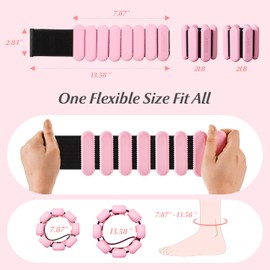 Ankle Weights Set of 2 (2 lb Each), Adjustable Wrist & Ankle Weights for Women Men, Strength Training Wearable Leg Arm Weight for Yoga, Dance, Ballet, Running, Swimming, Gym-Pink