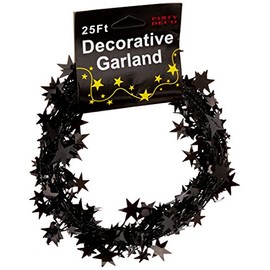 PARTY DECO Foil Star Garland, 25', Black