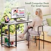 SINPAID 40IN Computer Desk with Shelves, Cream White Sturdy Small