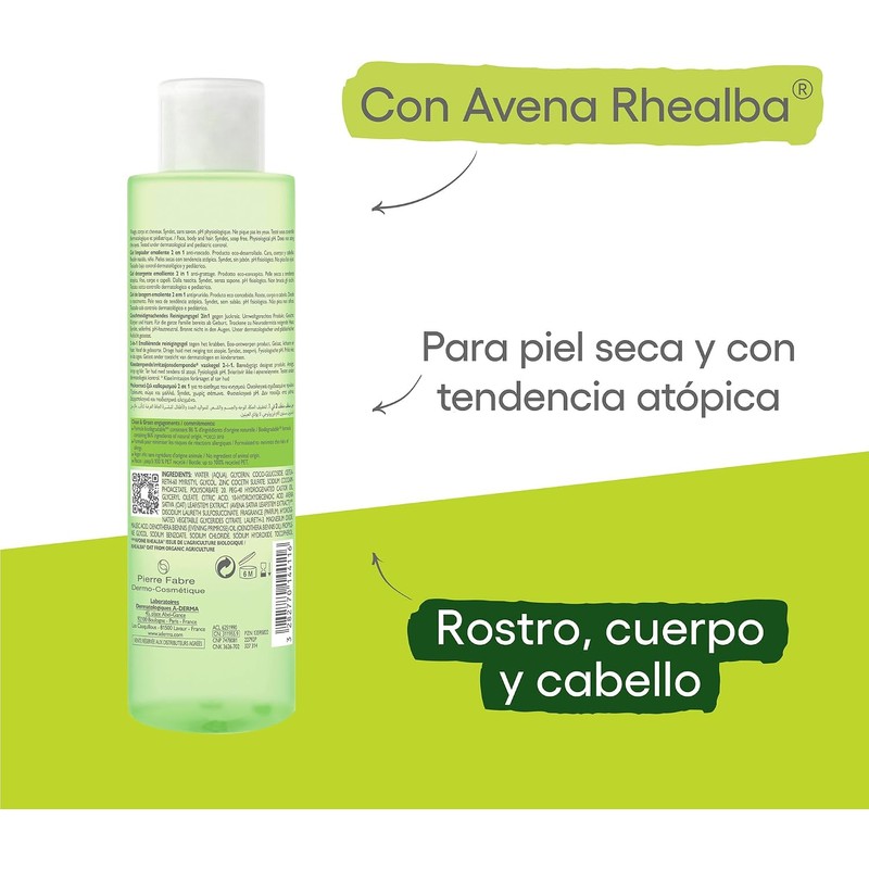 A-DERMA Exomega Control Gel Limpiador de Bebe Piel Atopica Muy