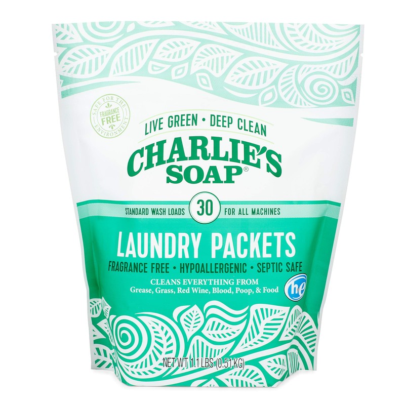 Charlie's Soap - Unscented Powdered Laundry Packets 30 Count (2