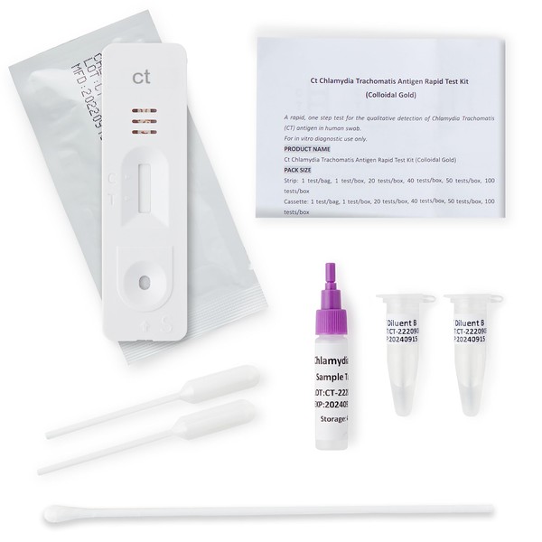 Chlamydia Home Test Kit Male Or Female - Antigen Self-Testing Kit for - Health Kit with Quick & Accurate Readings - Includes Cassette, Urethral & Cervical Swabs, Diluents, Easy-to-Follow Instructions