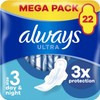 Always Ultra Sanitary Towels Day & Night (Size 3) Wings X22 Pads, Super Absorbent and Ultra Thin, for Menstrual Periods