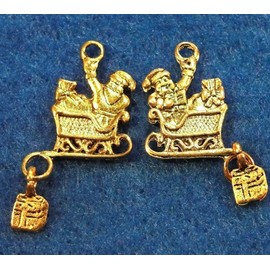 50-Pcs. Gold Santa Sleigh with Gift Dangle Charms Pendants Q0533 - Jewelry Making DIY Crafting Charm Beads for Bracelets