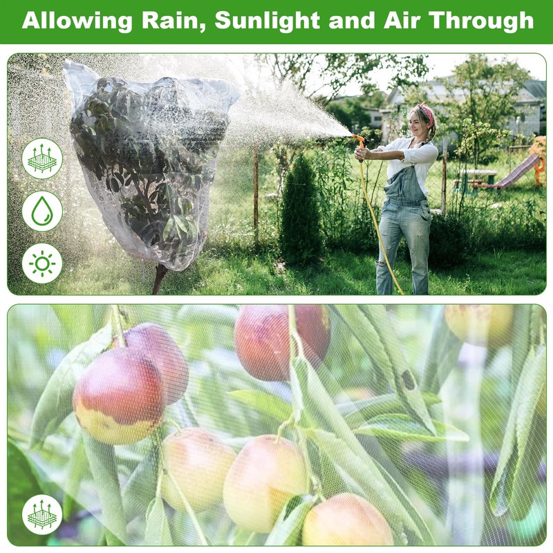 Large Fruit Tree Netting, 2 Pack 8x8Ft Garden Netting Pest