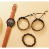 Geneva Luxury watch set for men, fashionable brown leather. Three