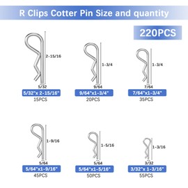 620 pcs Cotter Pins Assortment Kit, Hairpin Cotter Pins & R Clips Assortment Kit, 12 Sizes for Hitch Pin Lock Systems, Zinc-Plated Cotter Pin Kit
