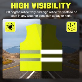Kezidhp High Visibility Vest, Car Safety Vest, Car Safety Vest, Children and Adults, High Visibility Vest, Breakdown Vest, for Drivers, Workers