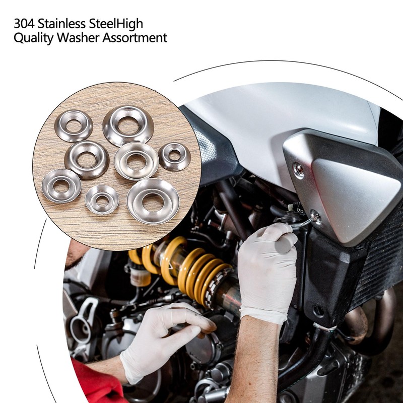 qxayxa 300 Pcs Finish Washers,Finishing Washers, Countersunk Washers, 6#8#10#12 Stainless