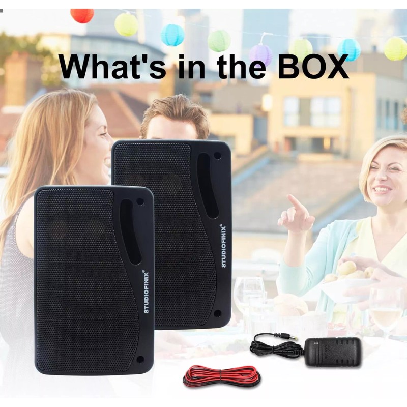 STUDIOFINIX 3.5" 200W Indoor/Outdoor Wall Speakers Wired Waterproof Surface for