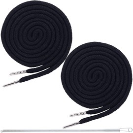 BEIQIYA 2pcs Drawstring Cord with Spring Threader Tool, Replacement Drawstring for Sweatpants Sweatshirt Hoodies Shorts Pants Jackets Coats Bags - Black
