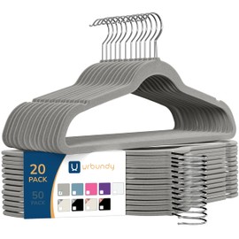 Gray Velvet Hangers 20 Pack - Clothes Hangers Non Slip Felt Hangers - Durable Coat Hanger, Slim Design for Space Saving Hangers - Pants, Suits Or Sweater Hangers - Ganchos para Colgar Ropa Hangars