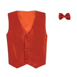 Vest and Clip On Boy Bowtie set - BURNT ORANGE - 8/10