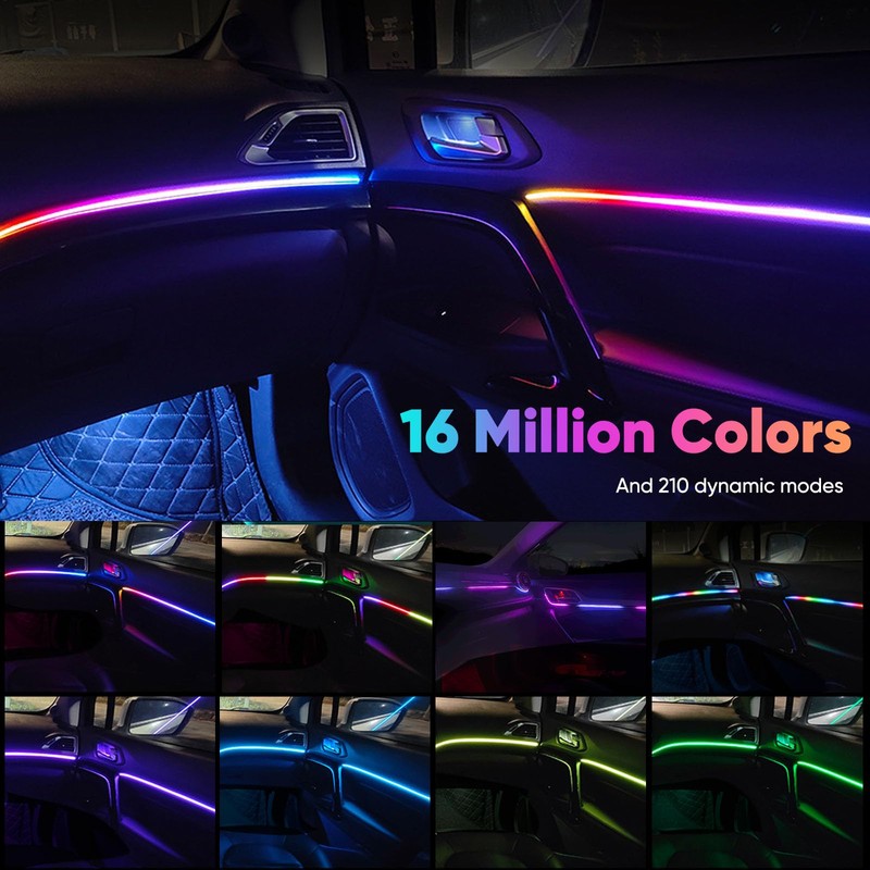 GPJYD 2 in 1 Acrylic Car LED Lights Interior, RGB