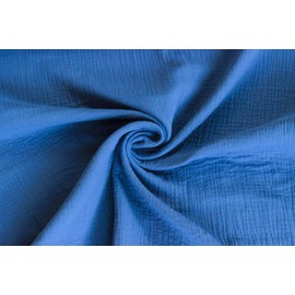 Muslin Fabric, Plain Oeko-Tex Certified, Sold by the Metre, Muslin Cloth, Cotton, Colour: Brilliant Blue, 50 x 130 cm