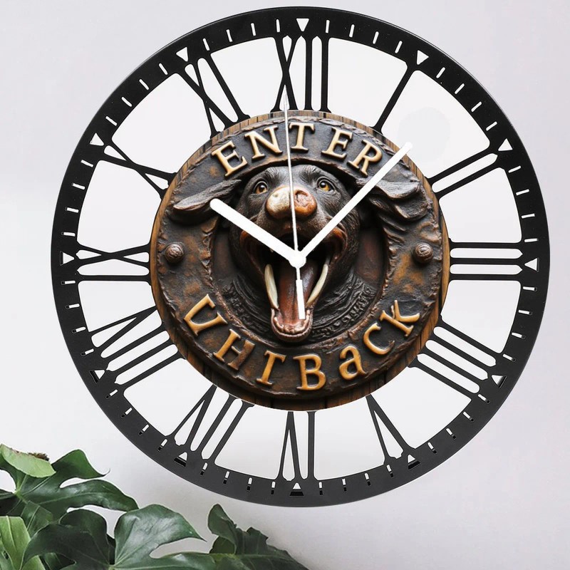Gothic Style 25cm Round Iron Clock with Ornate Roman Numeral