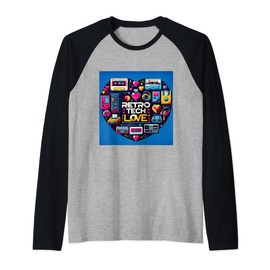 Retro Tech Love - Vintage Gadget Affection Design Raglan Baseball Tee