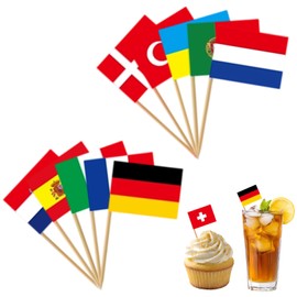 Pack of 100 toothpick flags, cocktail decoration world flags, flags of the world, cocktail stick flag, toothpick with flags, various mini flag picks for cupcakes toppers, party pub decoration