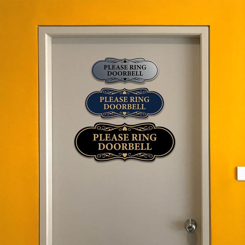 Signs ByLITA Designer Please Ring Doorbell Sign (Black Gold) -