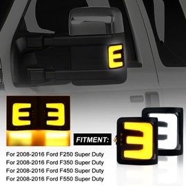 SZ-Light Sequence LED Side Mirror Turn Signal Indicator Compatible with 2008-2016 Ford F250 F350 F450 F550 Super Duty, Amber Turn Signal/White Daytime Running Lights Replacement accessories