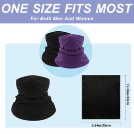 Beurlike 2 PCS Winter Neck Warmer Fleece Neck Gaiter Warm Balaclava Windproof Face Scarf Cover for Men & Women Outdoor Sports(Black+Purple)