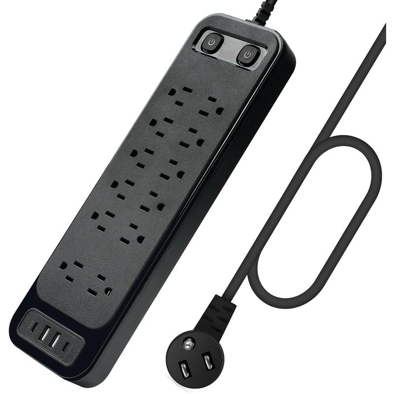 Sozomo Enchufe Plano,Multicontacto Regleta Extension Electrica con Protector Supresor de