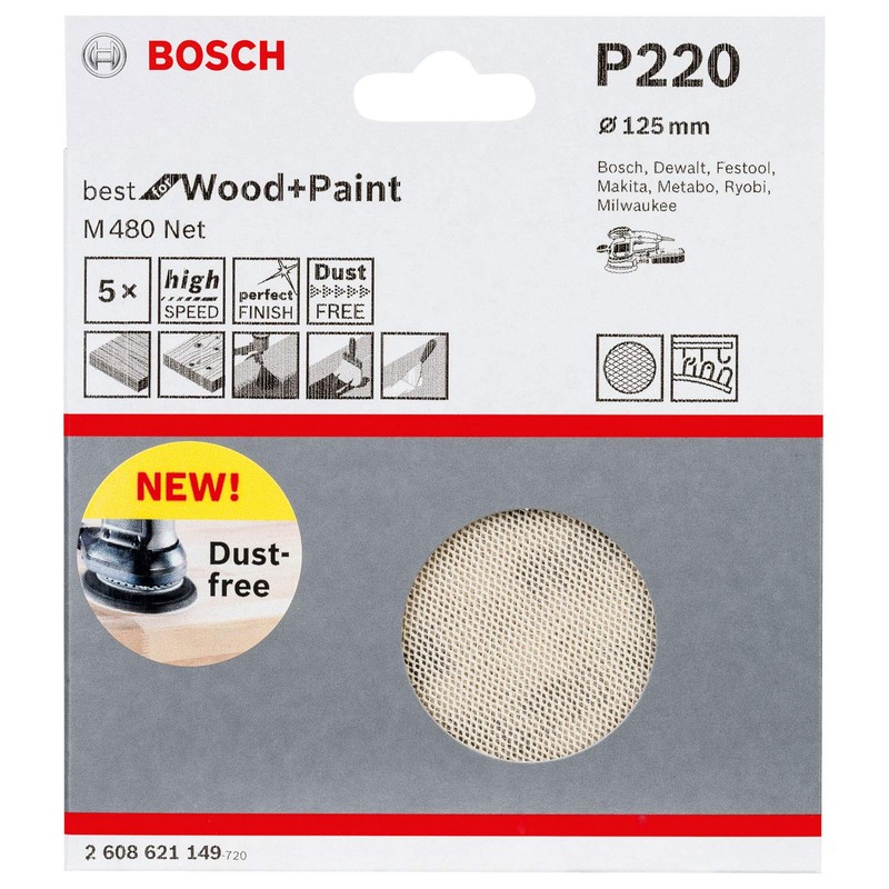 Bosch Professional set of 5 sanding sheets M480 Best suited
