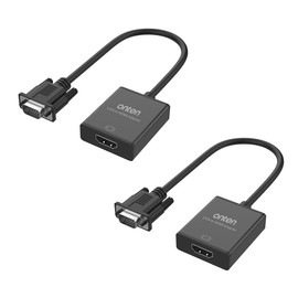 ONTEN VGA to HDMI Adapter, 1080P VGA to HDMI (Male to Female) for Computer, Desktop, Laptop, PC, Monitor, Projector, HDTV with Audio Cable and USB Cable (Black)(2 - Pack)