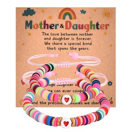 ShiQiao Spl Mum Daughter Gifts for Women Girls Mother Daughter Matching Bracelets for Mummy Birthday Christmas Gifts for Daughter Clay Beads Bracelets for Mom Stepmum Stepdaughter