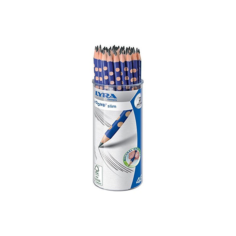 LYRA Groove Slim Wooden HB Graphite Pencils, 48 Pieces, Easy