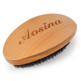 Aosina Hair Brush For Men - Boar Bristle Wave Brush with Natural Wood Handle for Thick Hair, Daily Grooming & 360 Wave Training