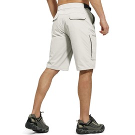 FREE SOLDIER Men's Cargo Hiking Shorts with Belt Lightweight Quick Dry Tactical Shorts with Pockets for Casual Work Golf (Stone 34W12L)