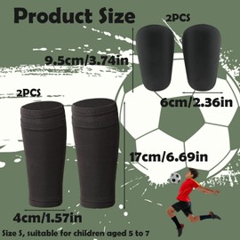 Pack of 2 Breathable Shin Pads Socks + 2 Stability Mini Shin Pads for Outdoor Sports, Running, Football, Basketball (Black)