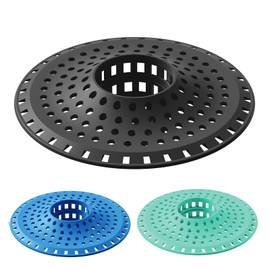 Aluvor Shower Hair Drain Catcher, Silicone Bathtub Drain Hair Catcher Strainer, All-in-one Tub Hair Catcher Drain Protector for 1.48'' to 1.76'' Regular Drains, 3PCS/Black Blue Aqua