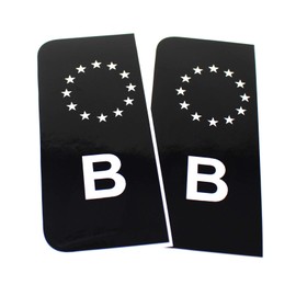 2 x EU Number Plate Sticker Film Car Black (R059 Belgium)