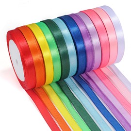 ihaspoko 12 Polyester Satin Ribbon, 10mm x 22m Ribbon Decoration Gift Ribbon for DIY Arts Crafts Gift Wrapping Bows Wedding Decoration