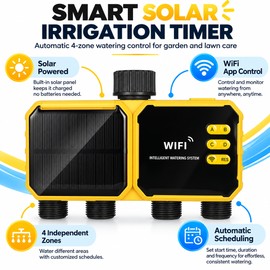 Solar WiFi Irrigation Timer for Garden Watering – 2-Outlet Smart Life & Tuya App Controller for Lawn and Yard Irrigation