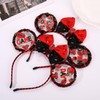 PHALIN 2PCS Football Headbands for Women Red Black Bow Mouse