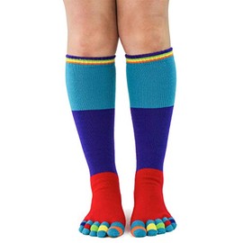 Foot Traffic Colorblock Knee-High Toe Socks, Colorful Toe Socks, Toe Socks for Men and Women