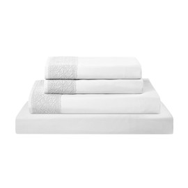Modern Threads Soft Microfiber Crochet Lace Sheets - Luxurious Microfiber Bed Sheets - Includes Flat Sheet, Fitted Sheet with Deep Pockets, & Pillowcases White Queen
