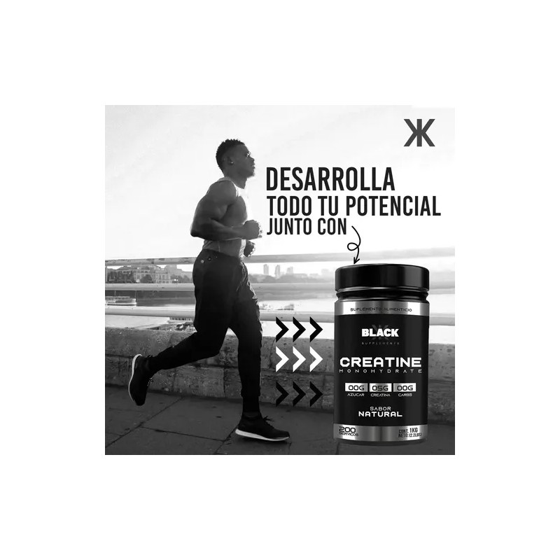 Black Supplements Creatina Monohidratada 1kg 200 Servs Sin Sabor