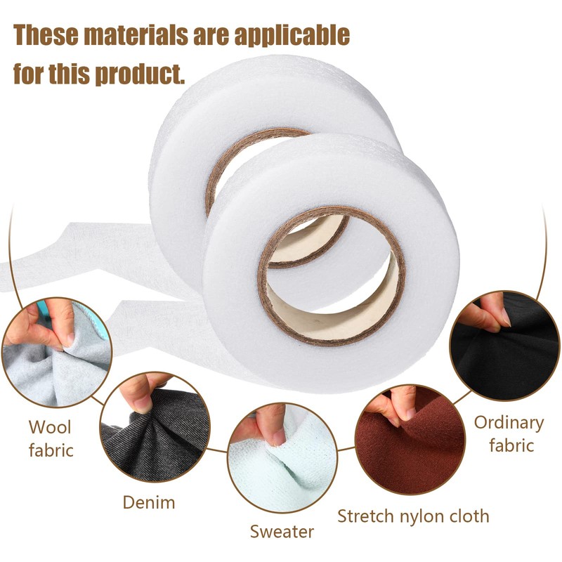 2 Rolls Fabric Fusing Tape Adhesive Hem Tape Iron on