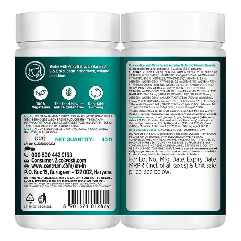 India Healthy Hair Biotina+ 30 Gomitas Para Cabello Y Piel