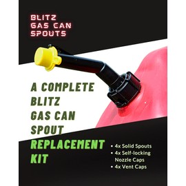 Super Spouts Gas Can Spout Replacement for Blitz Old Style Nozzles with Caps and Vents. 3 Pack